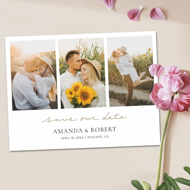 Einfache, moderne Multi-Foto Collage Save the Date Magneteinladung (Von Creator hochgeladen)