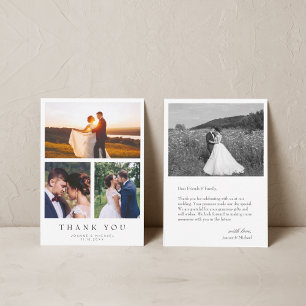 Einfache moderne Multi-Foto-Hochzeit Dankeschön-Ka Dankeskarte
