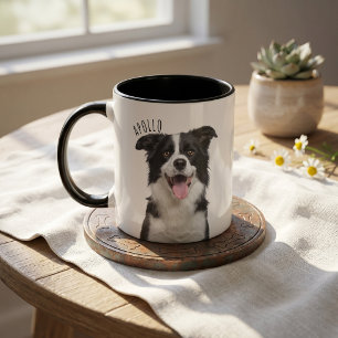 Einfache moderne Namens- und Fototasse für Haustie Tasse