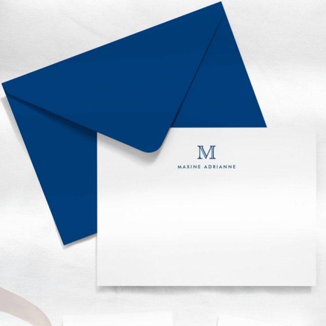 Einfache moderne Navy Blue Monogram Note Card Einladung (Von Creator hochgeladen)