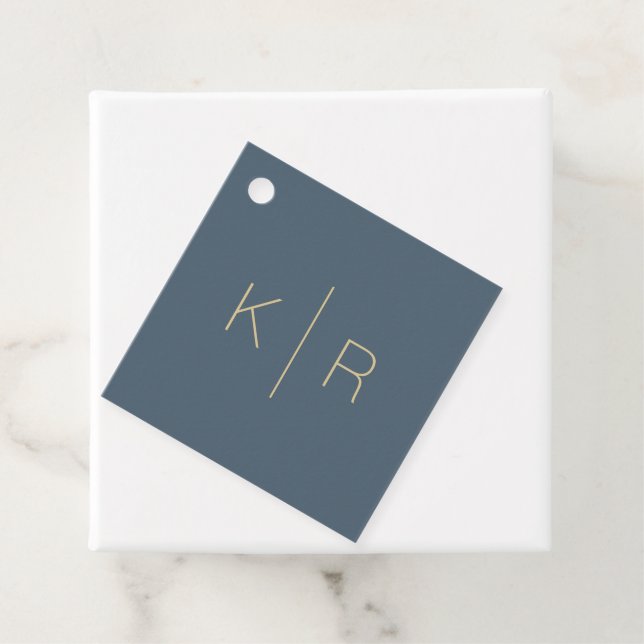 Einfache moderne Navy Blue Monogram Wedding Vielen Geschenkanhänger (Beispiel)
