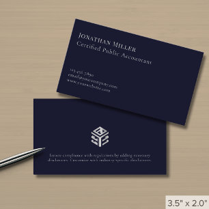 Einfache moderne Navy Blue Silver Logo Visitenkarte