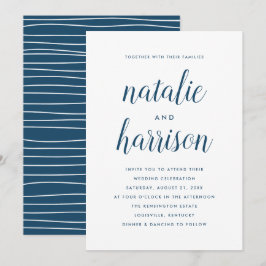 Einfache moderne Navy-Script-Hochzeit Einladung
