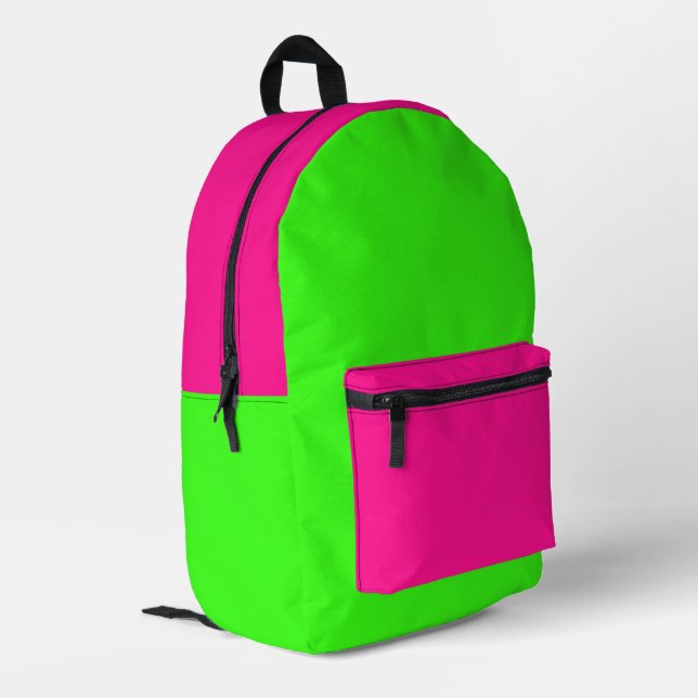 Einfache moderne Neon Fluorescent Green Bedruckter Rucksack (Rückseitige Ecke links)