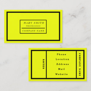 Einfache moderne Neon Fluorescent Yellow Visitenkarte