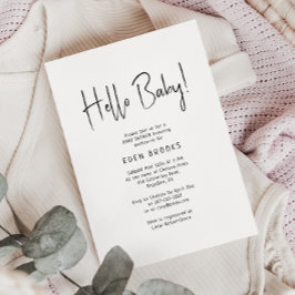 Einfache moderne Neutral Hello Baby! Babyparty Einladung
