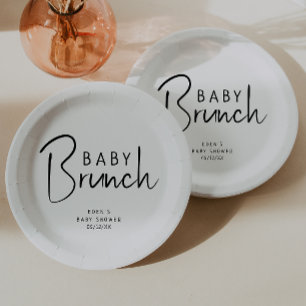 Einfache moderne neutrale Babybrunch Pappteller