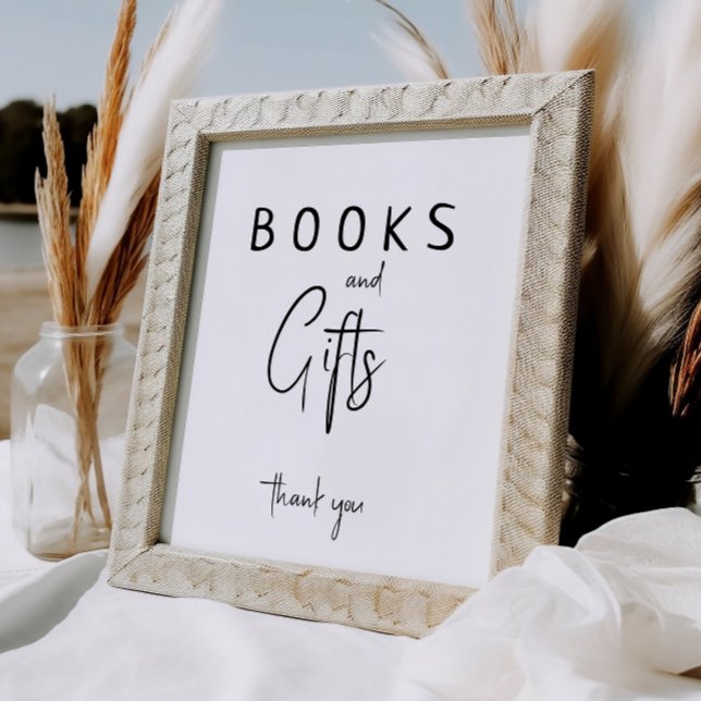 Einfache moderne neutrale Babyduschbücher und Gesc Poster (Von Creator hochgeladen)