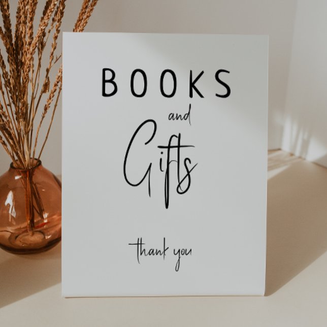 Einfache moderne neutrale Babyduschbücher und Gesc Sockelschild (Von Creator hochgeladen)