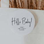 Einfache moderne, neutrale Babydusche Hallo Baby Button<br><div class="desc">Genießen Sie Ihre Kleine mit unserem einfachen, modernen, neutralen Baby-Duschbund-Baby-Knopf in einem minimalistischen Schwarz-Weiß-Design, das modern und hübsch ist. Das moderne, geschlechtsneutrale Ambiente mit seiner sauberen, boho-inspiriert Ästhetik eignet sich perfekt, um einen kleinen Jungen oder ein Mädchen zu jeder Jahreszeit willkommen zu heißen - sei es im Herbst, im Winter,...</div>