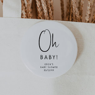 Einfache moderne neutrale Babydusche Oh Baby Button