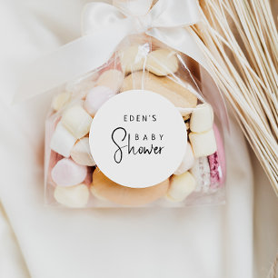 Einfache, moderne, neutrale Babydusche Runder Aufkleber