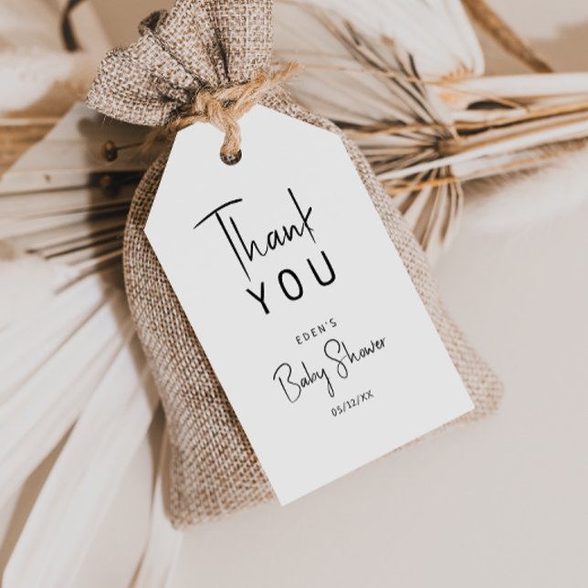 Einfache moderne neutrale Babydusche Vielen Dank Geschenkanhänger (Von Creator hochgeladen)