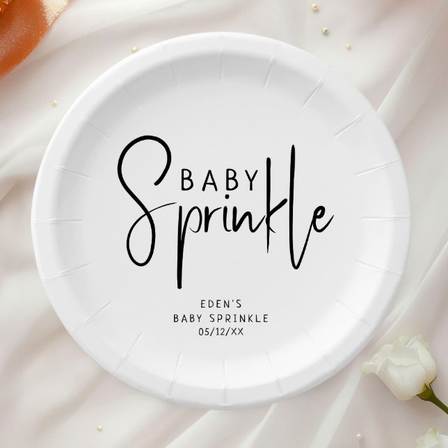 Einfache, moderne, neutrale Babysprinkle Pappteller (Von Creator hochgeladen)