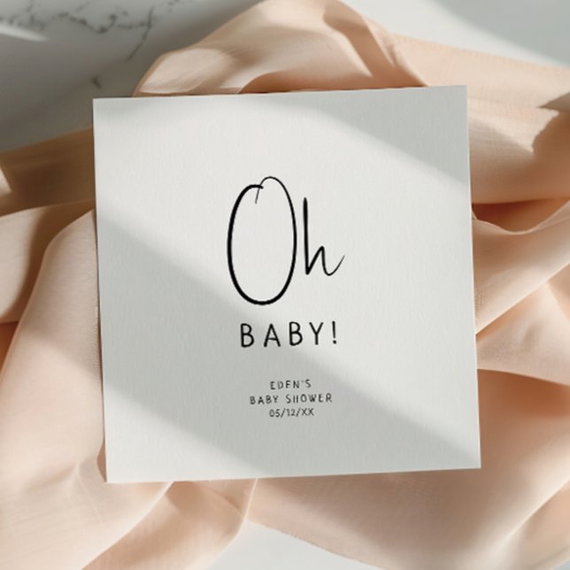 Einfache, moderne, neutrale Oh Babydusche Napkins Serviette (Von Creator hochgeladen)