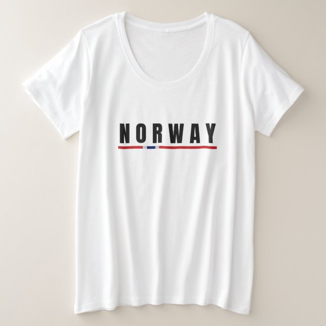 Einfache moderne norwegische Buchstabenflagge Souv Große Größe T-Shirt (Design vorne)