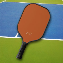 Einfache, moderne orange-braune Monogramm-Initiale Pickleball Schläger