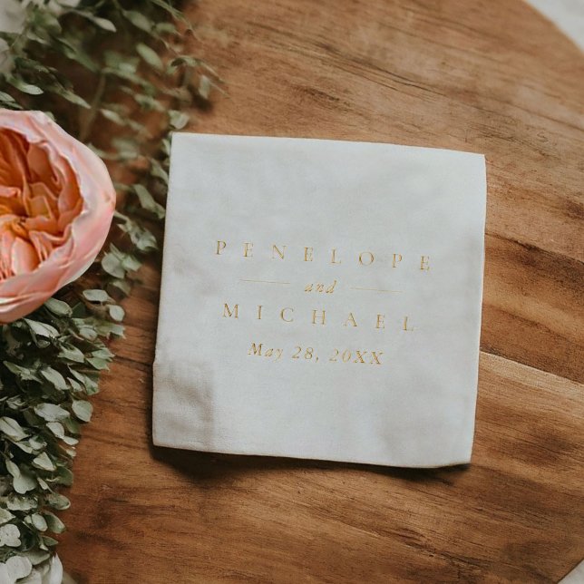 Einfache moderne Paare Name Monogram Servietten Mit Folie (Simple Modern Couples Name Monogram Foil Napkins)