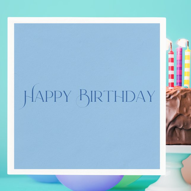Einfache moderne Pastel Light Blue Happy Geburtsta Serviette (Von Creator hochgeladen)