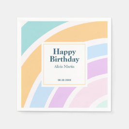 Einfache moderne Pastel Rainbow Happy Birthday Serviette