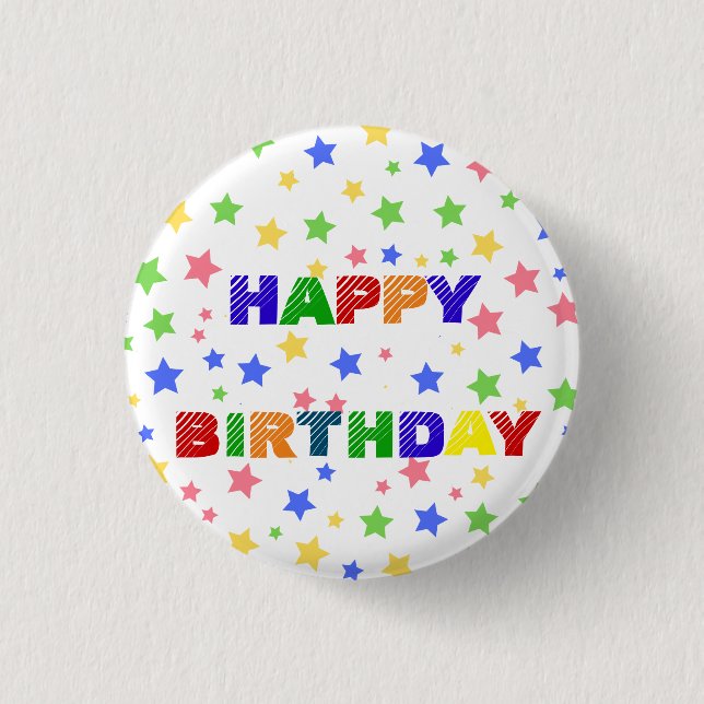 Einfache moderne Pastel Star Geburtstagsparty Button (Vorderseite)