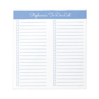 Einfache moderne Periwinkle Blue Two Column Checkl Notizblock