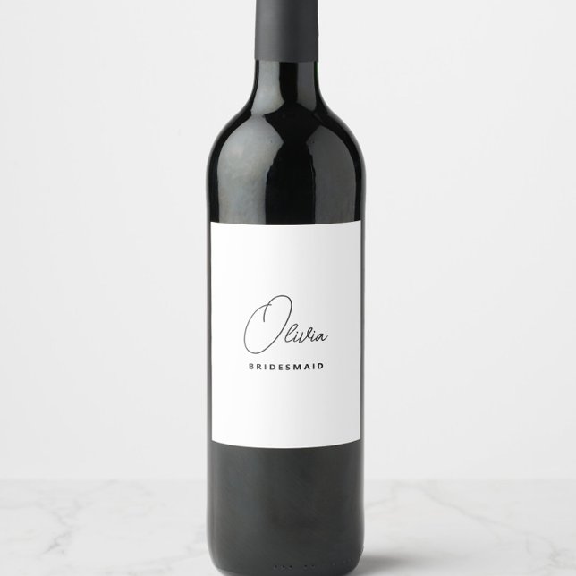 Einfache, moderne Personalisierte Bridesmaid-Initi Weinetikett (Personalized bridesmaid wine labels with name, bridesmaid proposal, wedding bridal party gifts)