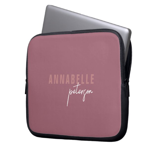 Einfache moderne Personalisierte Dusty-Rose Minima Laptopschutzhülle (Vorderseite Links)