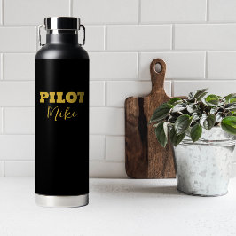 Einfache moderne PILOT-Typografie, Gold Black, kun Trinkflasche