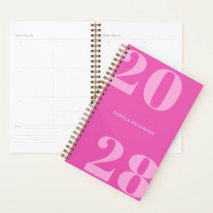 Einfache moderne Pink Girly Bold Typografie Planer