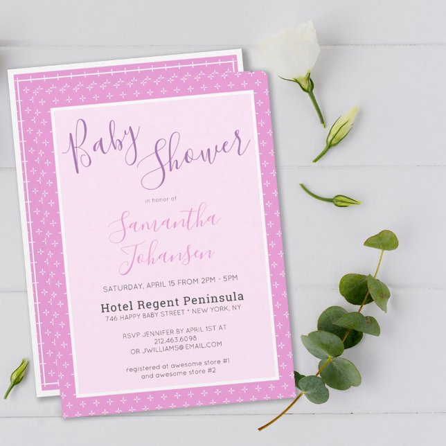 Einfache moderne Pink Star Pattern Kinderdusche Einladung (SIMPLE MODERN PINK STAR PATTERN BABY SHOWER INVITATION
)