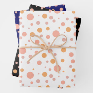 Einfache, moderne Pink- und Pfirsichpolka-Stelle Geschenkpapier Set