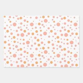 Einfache, moderne Pink- und Pfirsichpolka-Stelle Geschenkpapier Set