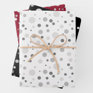 Einfache moderne Platinsilber Graue Polka Dot Geschenkpapier Set