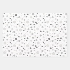 Einfache moderne Platinsilber Graue Polka Dot Geschenkpapier Set