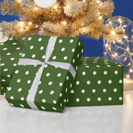 Einfache moderne Polka Dot Dunkelgrün und Weiß Geschenkpapier