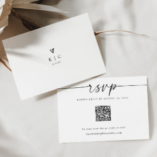 Einfache moderne QR-Code-Herz-RSVP-Karte für Hochz RSVP Karte