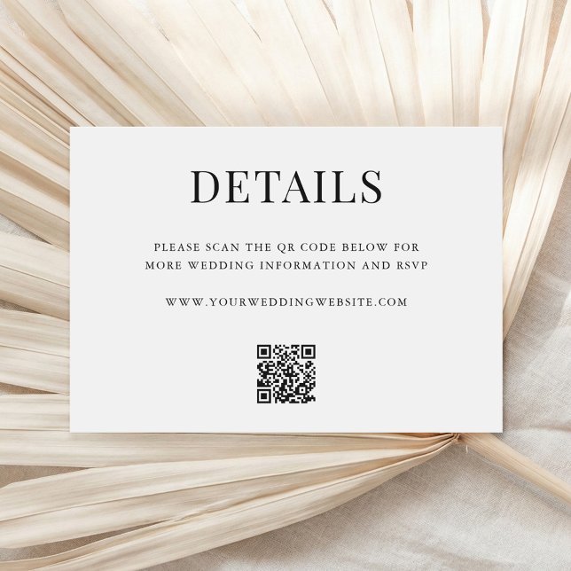 Einfache moderne QR-Code-Hochzeitsdetails Begleitkarte (Von Creator hochgeladen)