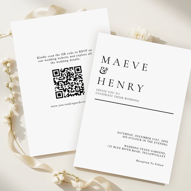Einfache moderne QR-Code-Minimalist-Hochzeit Einladung (Von Creator hochgeladen)