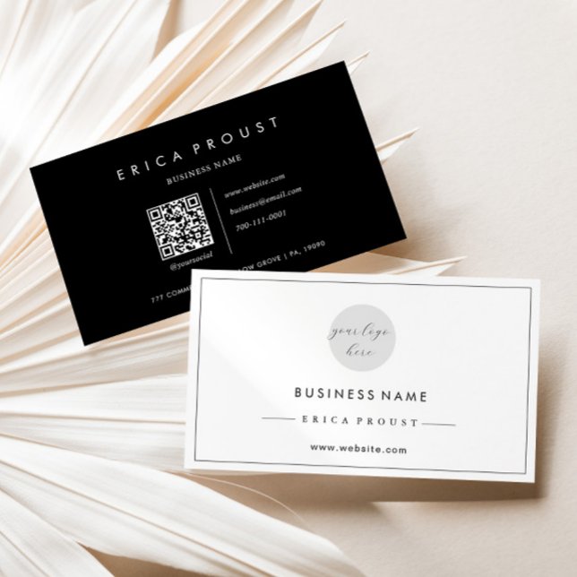 Einfache moderne QR-Codes in Schwarz und Weiß Visitenkarte (Von Creator hochgeladen)