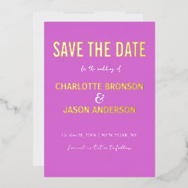 Einfache moderne Radialorchid Save the Date Gold Folieneinladung