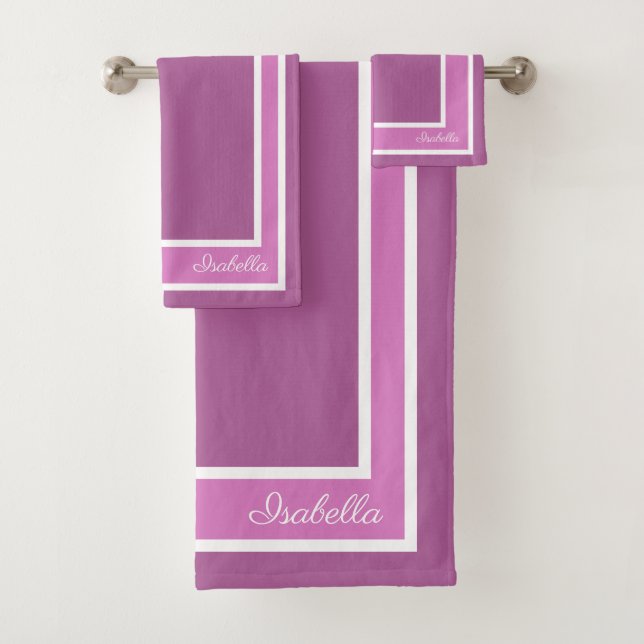 Einfache moderne Radiant Orchid Badhandtuch Set (Insitu)