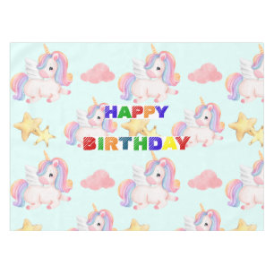 Einfache moderne Rainbow-Einhorn-Geburtstagsparty Tischdecke