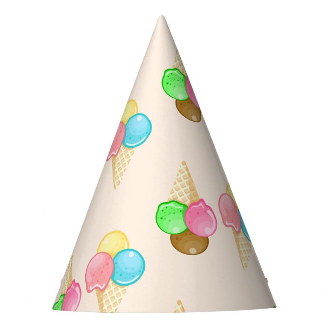 Einfache moderne Rainbow-Eis-Geburtstagsparty Partyhütchen (Vorderseite)