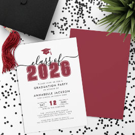 Einfache moderne Red Graduation Party Einladung