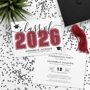 Einfache moderne Red Graduation Party Einladung