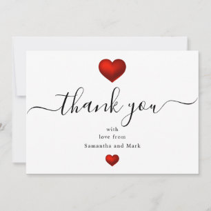 Einfache moderne Red Heart White Wedding Flat Card Einladung