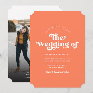 Einfache moderne retro-fotografische Hochzeit mit Einladung