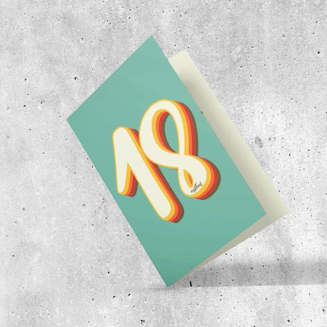 Einfache moderne Retro Groovy Achtzehn 18. Geburts Karte (Von Creator hochgeladen)