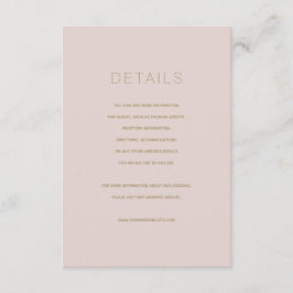 Einfache, moderne, rosa Beige-Hochzeitskarte Begleitkarte